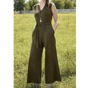 Matilda Jane Olive Green Finest Hour Sleeveless Jumpsuit Size XS